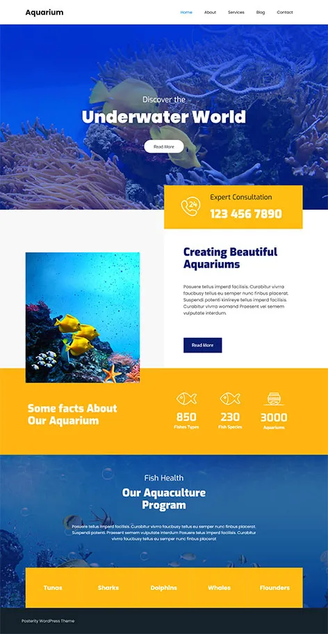 free aquarium WordPress theme